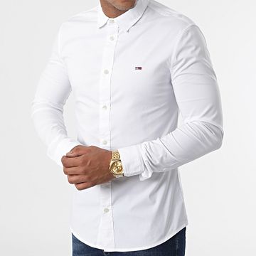 Tommy Jeans - TJM Original Stretch 4405 Camisa blanca de manga larga