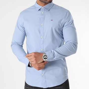 Tommy Hilfiger - Camisa de manga larga Slim Fit Original Stretch Azul claro