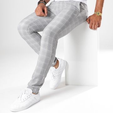 Mackten - Super Skinny Fit Pantalones a cuadros 28010 Gris Beige Detalles