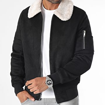 Frilivin - Bomber de ante con cuello de borreguillo negro