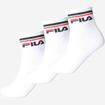 Fila - 3 Pares Calza Cuarto Calcetines F9398 Blanco Azul Marino Rojo 