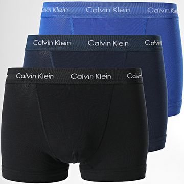 Calvin Klein - Juego de 3 bóxers de algodón elástico U2662G Negro Azul real Azul marino