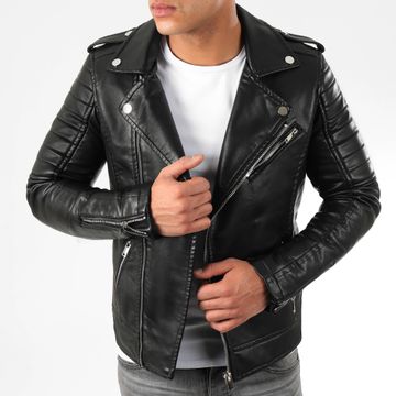 LBO - Chaqueta de piel sintética 79717 Negro Plata