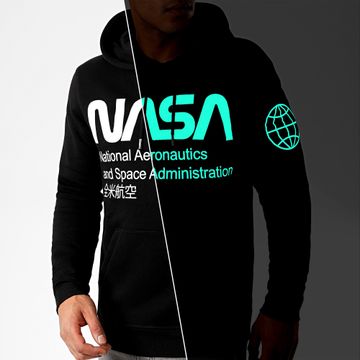 NASA - Sudadera con capucha Glow In The Dark Negra