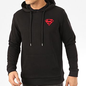 DC Comics - Felt Logo Hoodie Negro Rojo