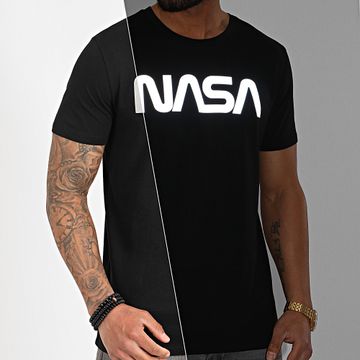 NASA - Camiseta Gusano Logo Reflectante Negra