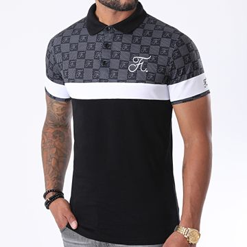 Final Club - Polo Manga Corta Tricolor Damier Con Bordado 381 Negro Gris