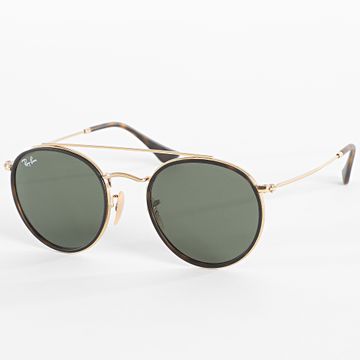 Ray-Ban - Gafas de sol redondas con doble puente 0RB3647N Verde oliva dorado