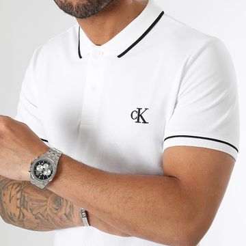 Calvin Klein - Polo Slim Tipping Manga Corta 5603 Blanco