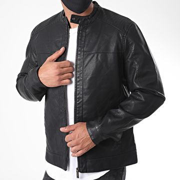 Only And Sons - Chaqueta de piel sintética Mike PU Racer Negra