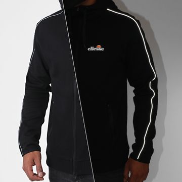 Ellesse - Ornari SXG09896 Sudadera negra reflectante con capucha y cremallera