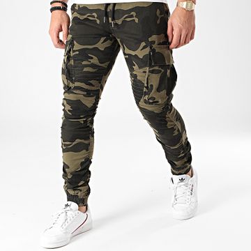 John H - P681 Pantalón cargo de camuflaje verde caqui