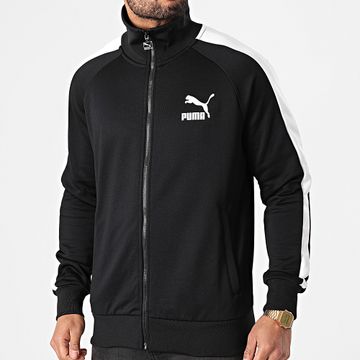 Puma - Chaqueta con cremallera y rayas icónicas T7 530094 Negro