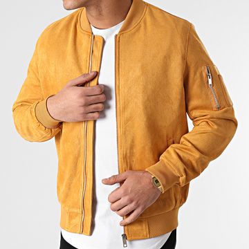 Frilivin - Chaqueta bomber de ante amarillo mostaza