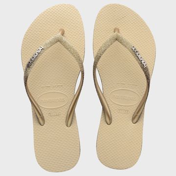 Havaianas - Chanclas Slim Sparkle Beige Mujer