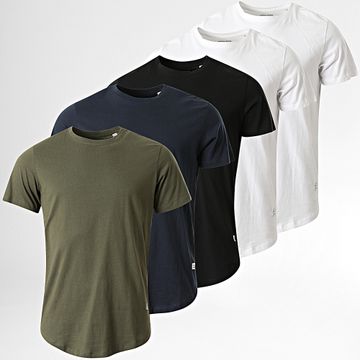 Jack And Jones - Lote de 5 camisetas Noa Oversize Blanco Negro Azul Marino Verde Caqui