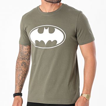 DC Comics - Camiseta Logo Verde Caqui Blanca