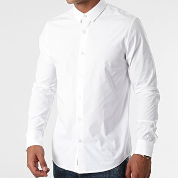 Calvin Klein - Camisa de manga larga con logo en el pecho CK 9065 Blanco