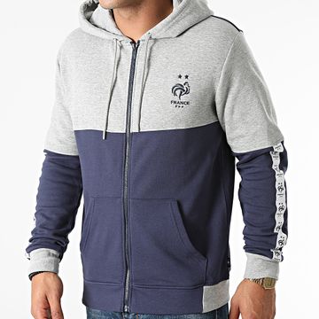 FFF - Sudadera Capucha Cremallera Azul Marino Gris Jaspeado