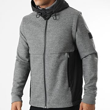 BOSS - Chaqueta con capucha y cremallera 50458176 Gris jaspeado Negro