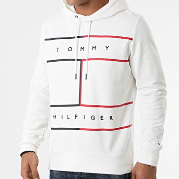 Tommy Hilfiger - RWB Flag 5048 Sudadera con Capucha Grande Blanca