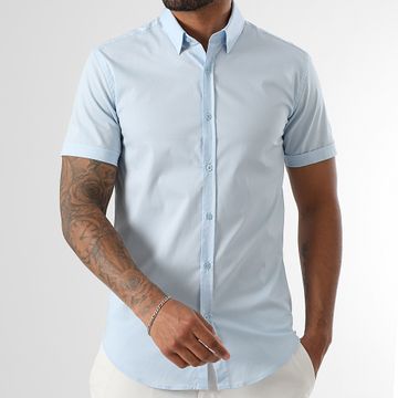 LBO - Camisa Slim Fit Manga Corta 1362 Celeste