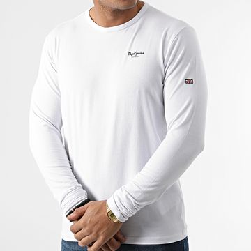Pepe Jeans - Camiseta básica de manga larga Moose Blanco