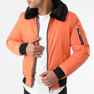 Kymaxx - Cazadora bomber con cuello de borrego 5053 Naranja