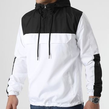 LBO - Cortavientos Tech 0072 Cremallera Cuello Blanco Negro