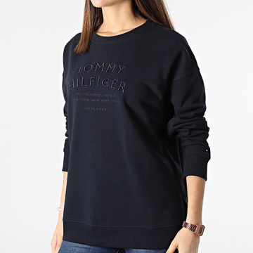 Tommy Hilfiger - Sudadera Relaxed Text Cuello Redondo Mujer 4270 Azul Marino