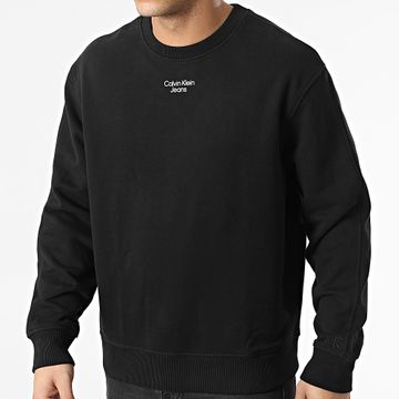 Calvin Klein - Sudadera con cuello redondo y logo apilado 0044 Black