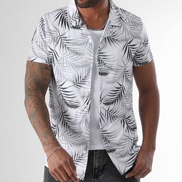 LBO - Camisa Manga Corta Estampado Tropical 2357 Blanco