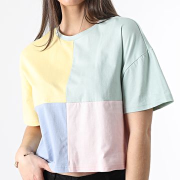 Only - Camiseta Crop Mujer Julie Amarillo Verde Azul Rosa