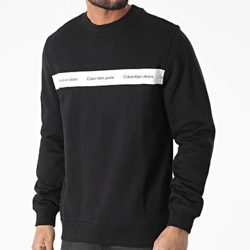 Calvin Klein - Sudadera de cuello redondo con rayas Instit en contraste 0623 Black