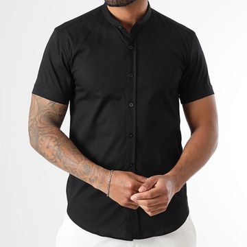 LBO - Camisa Slim Fit Cuello Mao Manga Corta 2184 Negro