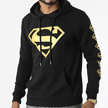 DC Comics - Sudadera Con Capucha Frente Y Manga Negro Dorado