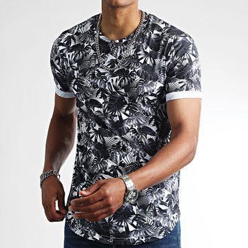 LBO - Camiseta Estampada Oversize Con Solapa 2468 Tropical Blanco Gris