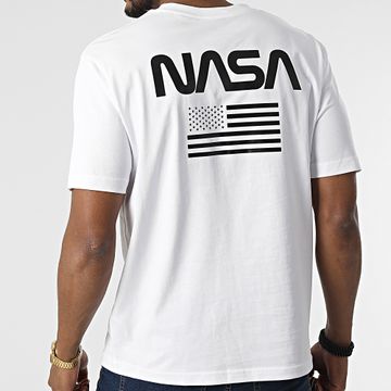 NASA - Camiseta extragrande con bandera grande blanca