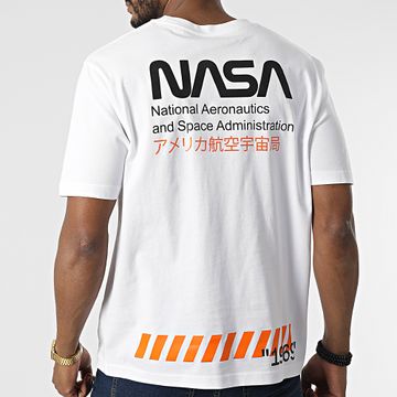 NASA - Camiseta extragrande grande Admin 2 Blanco Negro Naranja