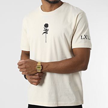 Luxury Lovers - Oversize Camiseta Large Roses Beige Heathered Negro