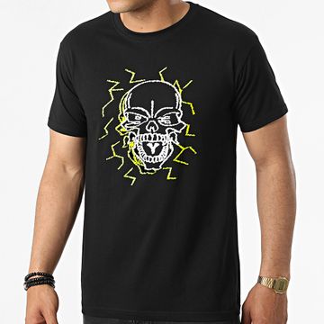 Mac Tyer - Camiseta Calavera Eléctrica Negro Amarillo