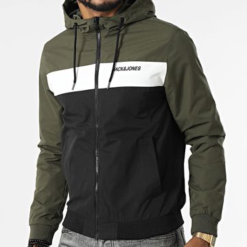 Jack And Jones - Chaqueta con capucha y cremallera Rush negro verde caqui