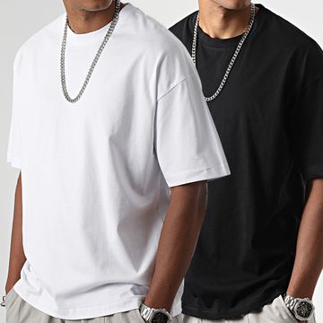 LBO - Lote de 2 camisetas oversize grandes 2567 Negro Blanco
