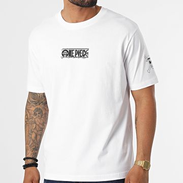 One Piece - Oversize Camiseta Grande Delantero Y Manga Blanco Negro