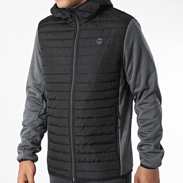 Jack And Jones - Chaqueta Multi acolchada con capucha y cremallera Negro Carbón Gris