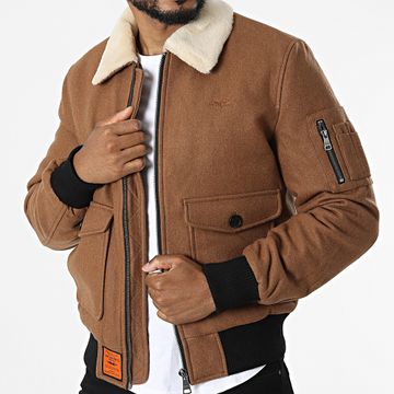 Bombers Original - Bomber de cuello de piel de oveja Aviator Camel