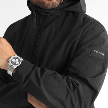 Calvin Klein - Chaqueta de nailon arrugado con capucha y cremallera 8627 Negro