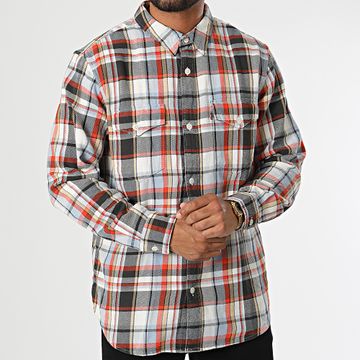 Levi's - Camisa Manga Larga A Cuadros A1919 Azul Claro Gris Carbón Naranja