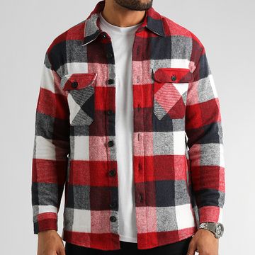 LBO - 2705 Camisa a cuadros roja, azul marino y blanca