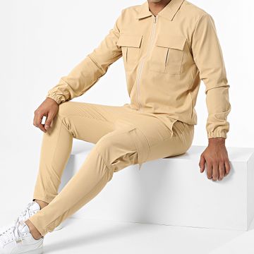 John H - Conjunto de chaqueta y pantalón AB327 Camel